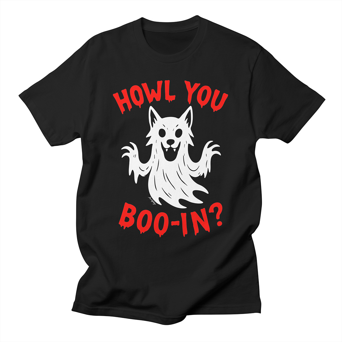 Howl You Boo-in fox wolf dog art shirt – funny ghost pup design for Halloween