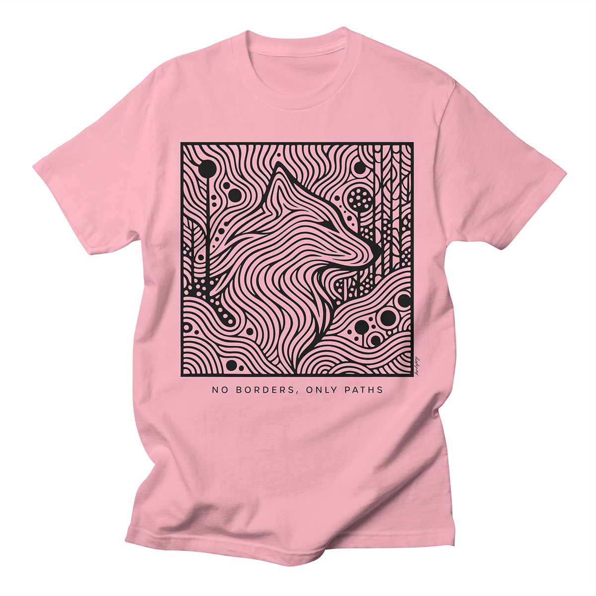 Unique graphic tee – No Borders Only Paths by Howly Dogs